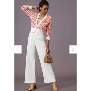 Maeve Crimson and Ivory Patterned Cardigan